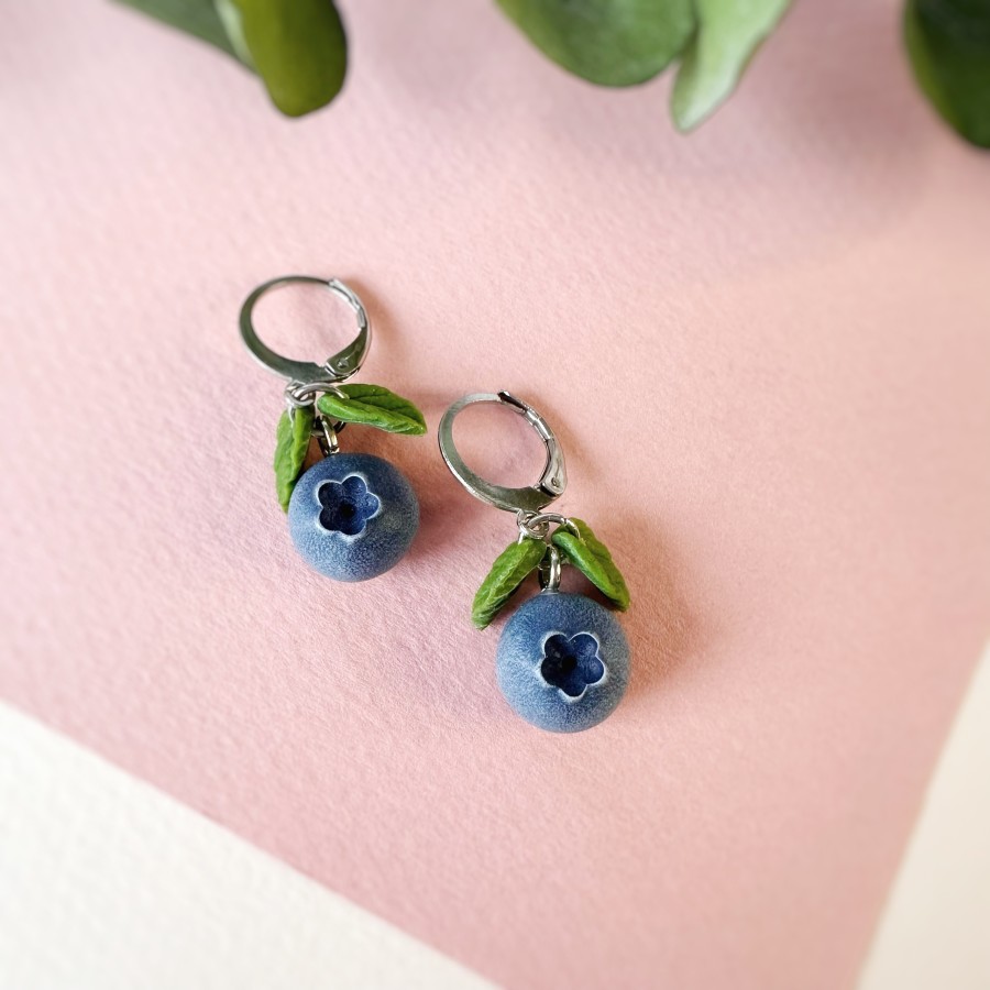 Auskarai Šilauogės |2 lapeliais|AUK-4